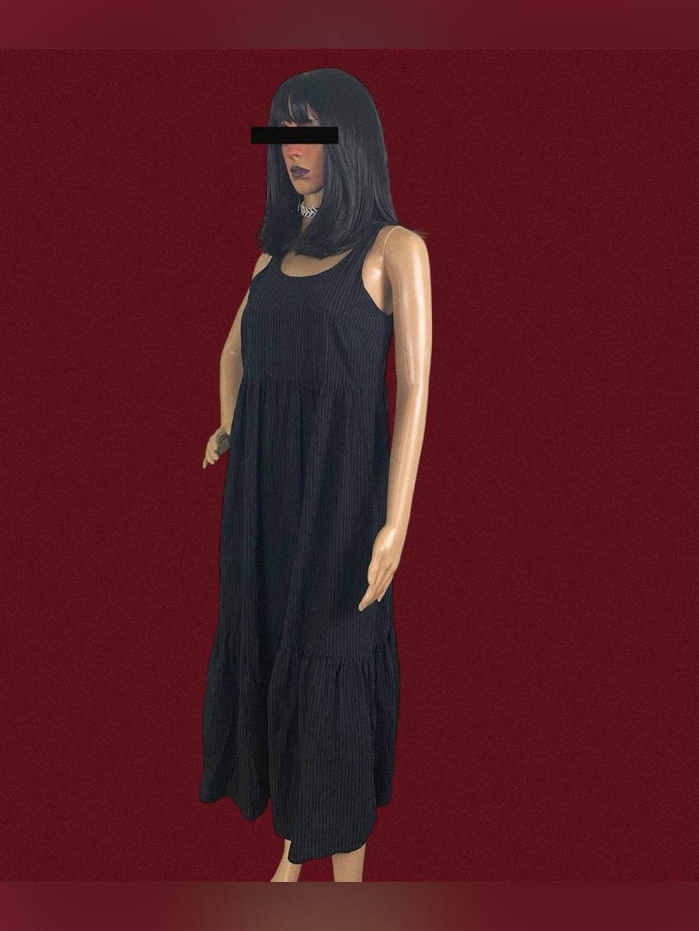 J. Jill Black and gray striped midi dress